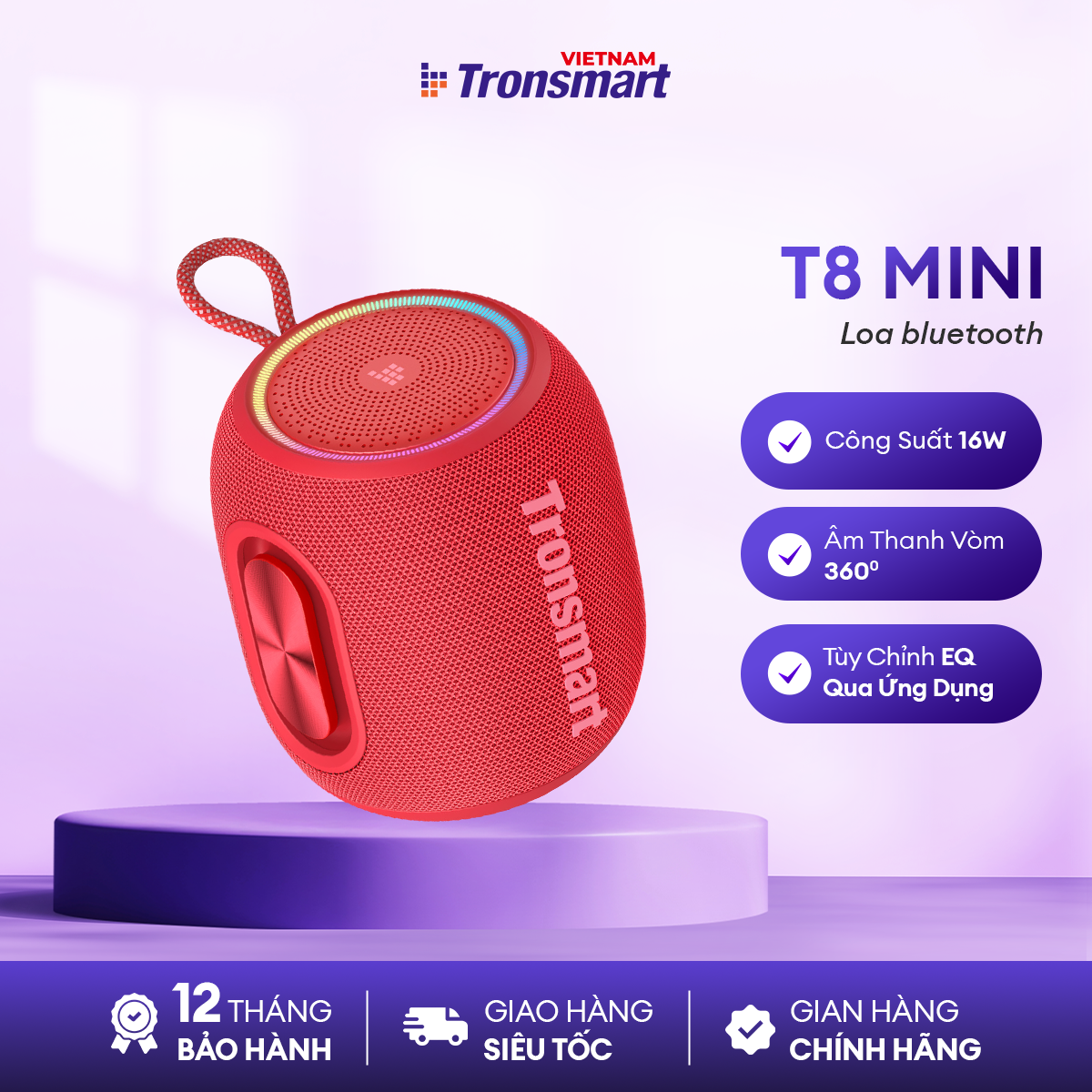 [MỚI] Loa Bluetooth Tronsmart T8 Mini |  Công suất 15W | Sử Dụng Đến 18h | Âm Thanh 360° | Bảo Hành 
