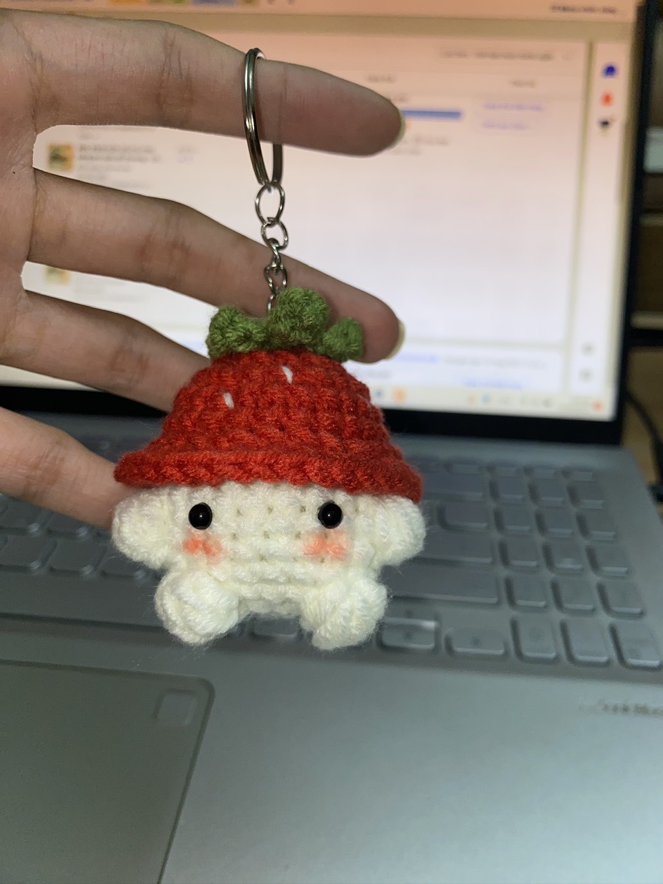 [Hình thật] Móc khoá nấm đội mũ mini bằng len siêu dễ thương- móc khoá mini móc khoá len mini handma