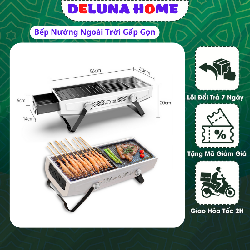 Bếp Nướng Than Hoa BBQ Không Khói PeHouse PH22913 Bếp Nướng Di Động Thông Minh Ngoài Trời Cao 