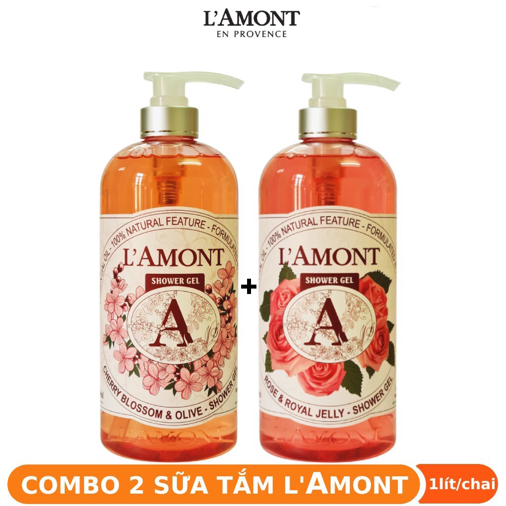 [Combo Siêu Tiết Kiệm] 2 Chai Sữa Tắm Lamont En Provence Hoa Anh Đào Chai 1000Ml/Chai