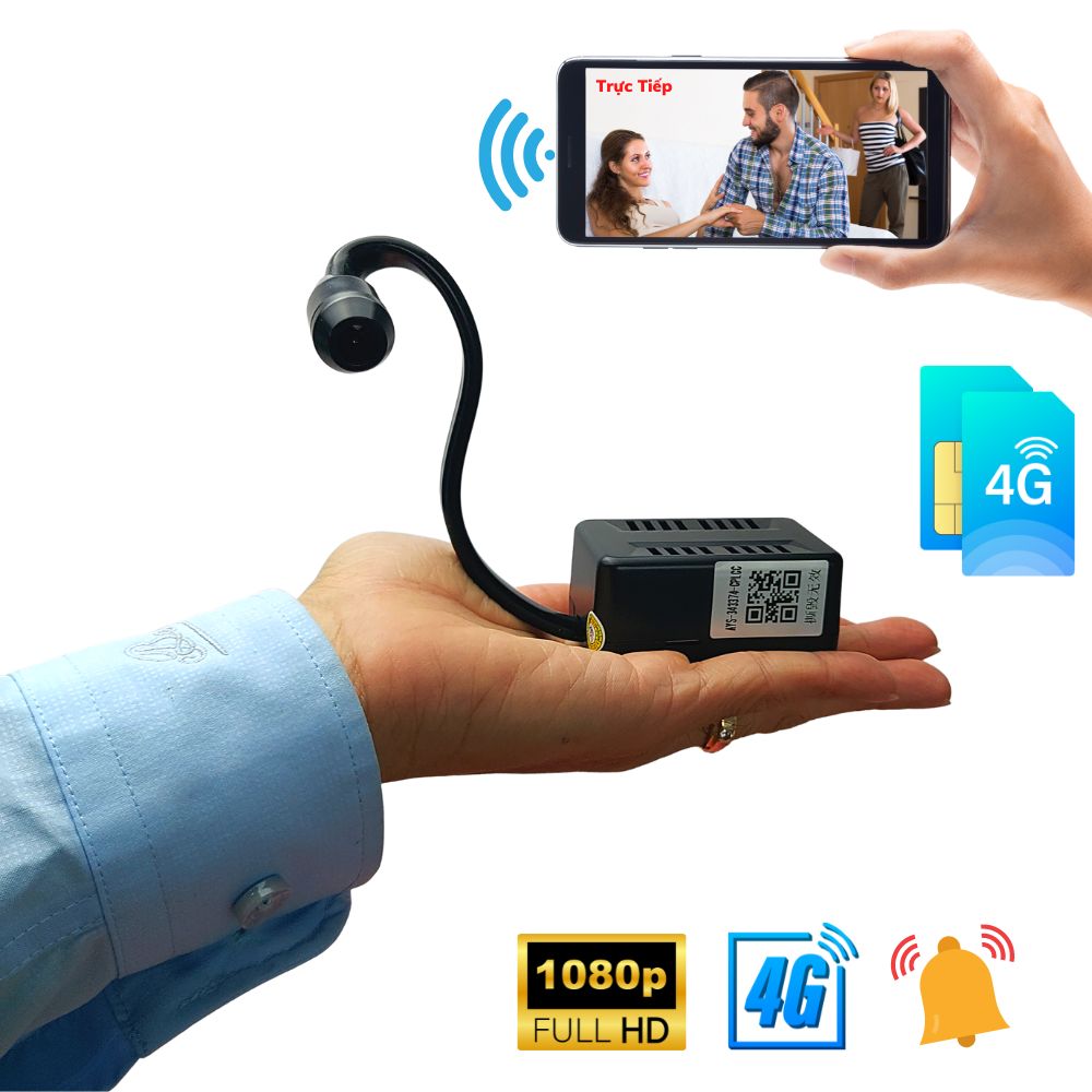 Camera Dùng Sim 4G HQ7 - Camera Wifi Mini Xem Từ Xa Qua Điện Thoại FullHD 1080P Pin 3.000mAh Quay Li