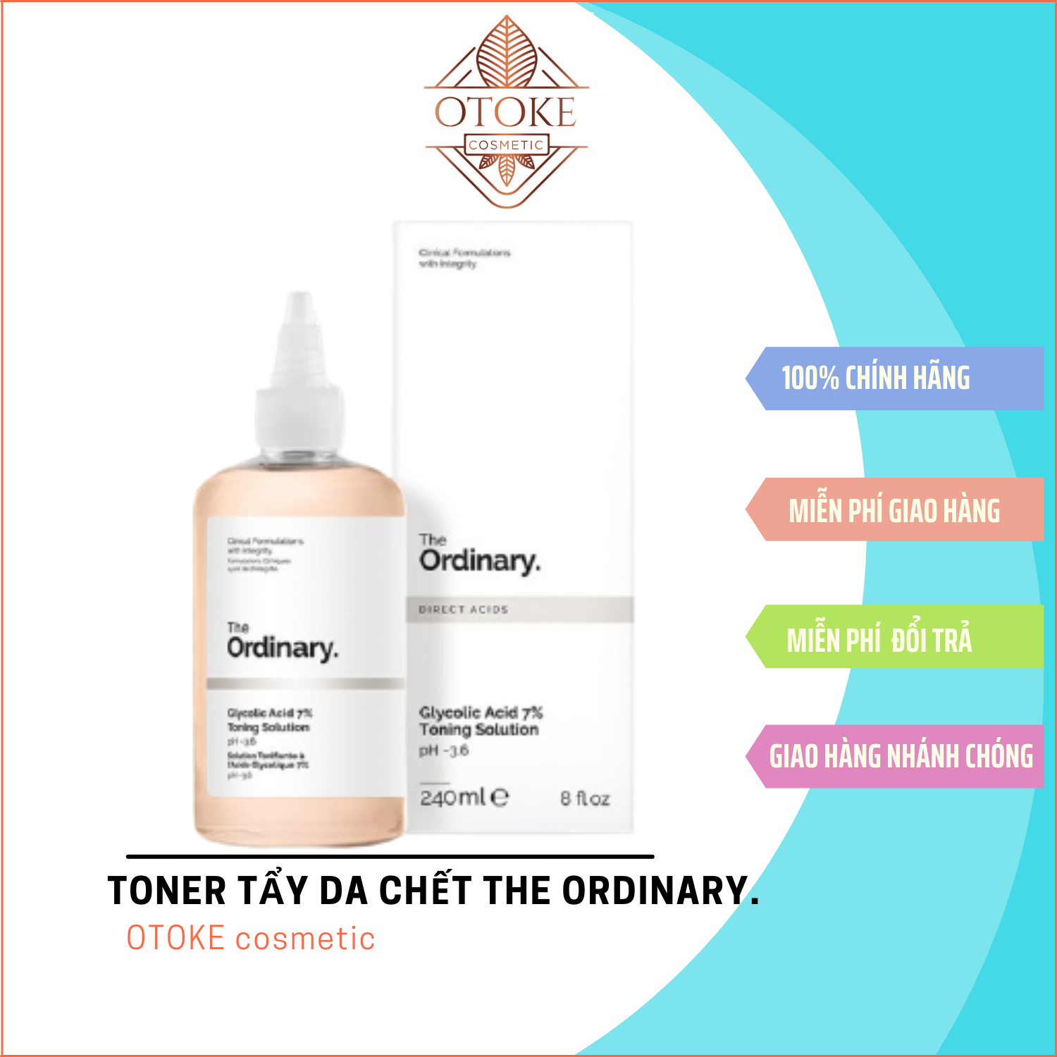 (Bill CANADA) Toner tẩy da chết 240ml Glycolic Acid 7% Toning Solution The Ordinary 5.0