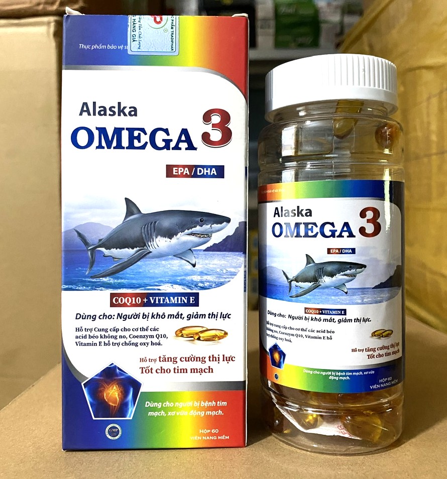 Dầu Cá Alaska Omega 3  Q10 Bổ Não Tăng Cường Thị Lực Giảm Nguy Cơ Mắc Bệnh Tim Mạch đẹp da chống l