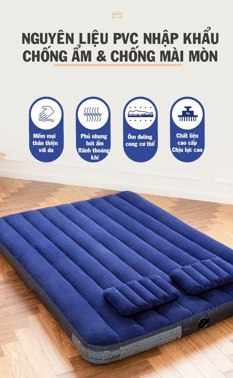 【Nhiều size】 Đệm hơi nệm hơi nhập khẩu cao cấp có bơm điện 2 chiều tải trọng cao nhỏ gọn siêu êm Đệm Hơi Cao Cấp Kèm Bơm Điện 2 Chiều