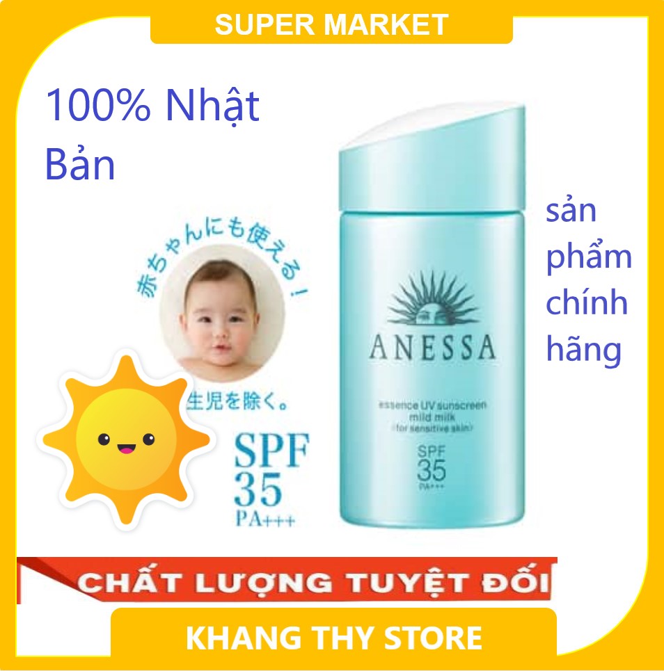 Kem Chống Nắng Anessa Màu Xanh 60Ml Nhật Bản - Chống Tia Uv Bảo Vệ Da