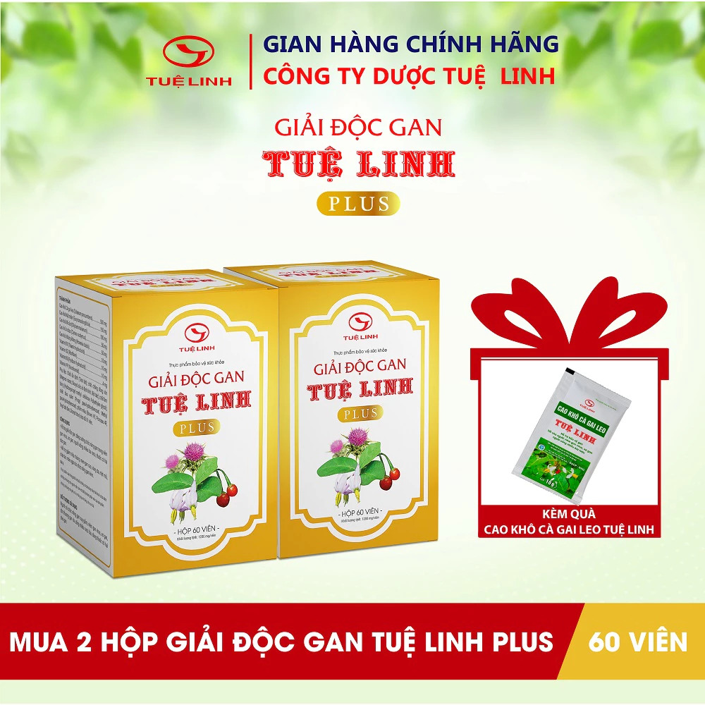 Combo 2 hộp Giải Độc Gan Tuệ Linh PLUS [Tặng 1 Gói Cao cà gai leo 10g]  - Hỗ trợ viêm gan virus xơ g