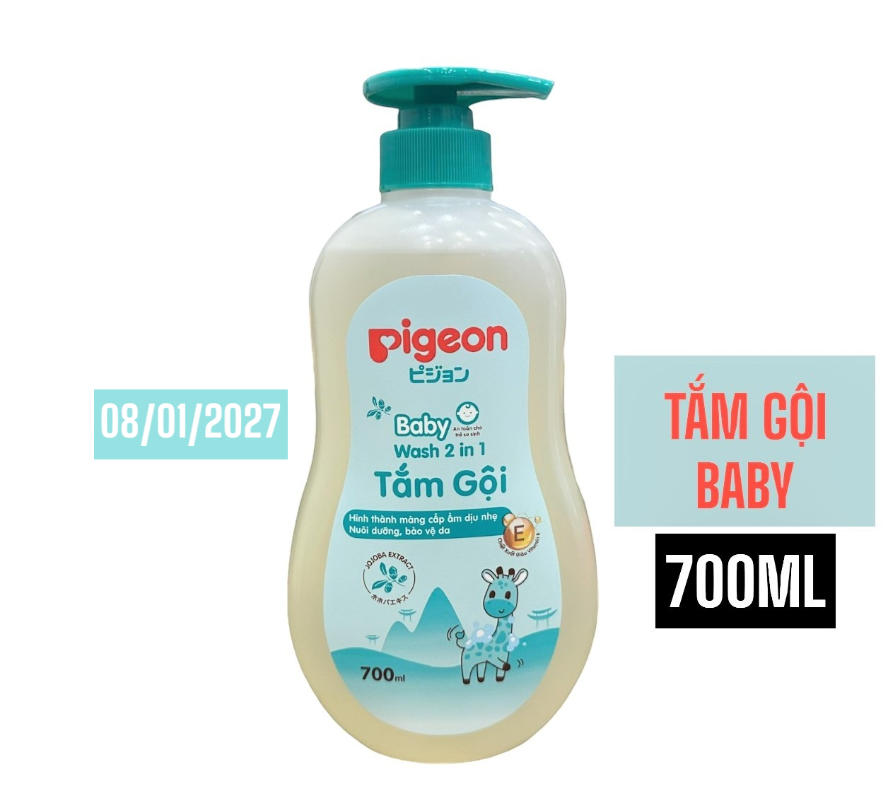 SỮA TẮM GỘI CHO BÉ PIGEON 2IN1 700ML PIGEON BABY SHAMPOO 2IN1 700ML (chai)