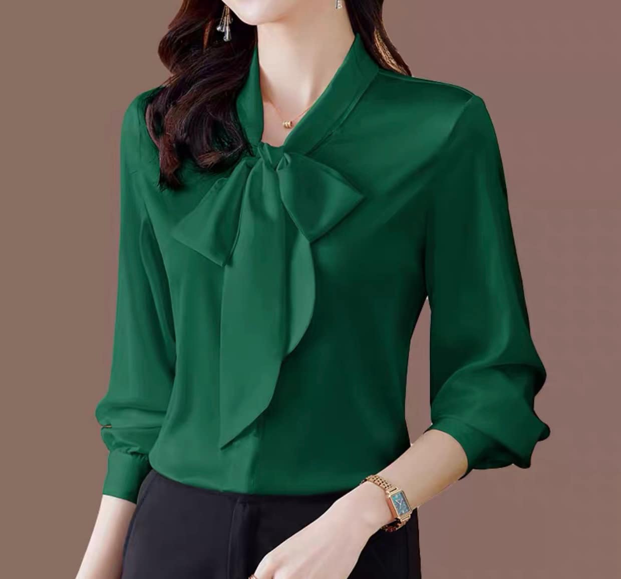 Áo Sơ Mi trung niên nữ HT officialÁo Sơ Mi Nữ Đẹp Tay Dài Cổ Thắt Nơ Chất Lụa Cao Cấp