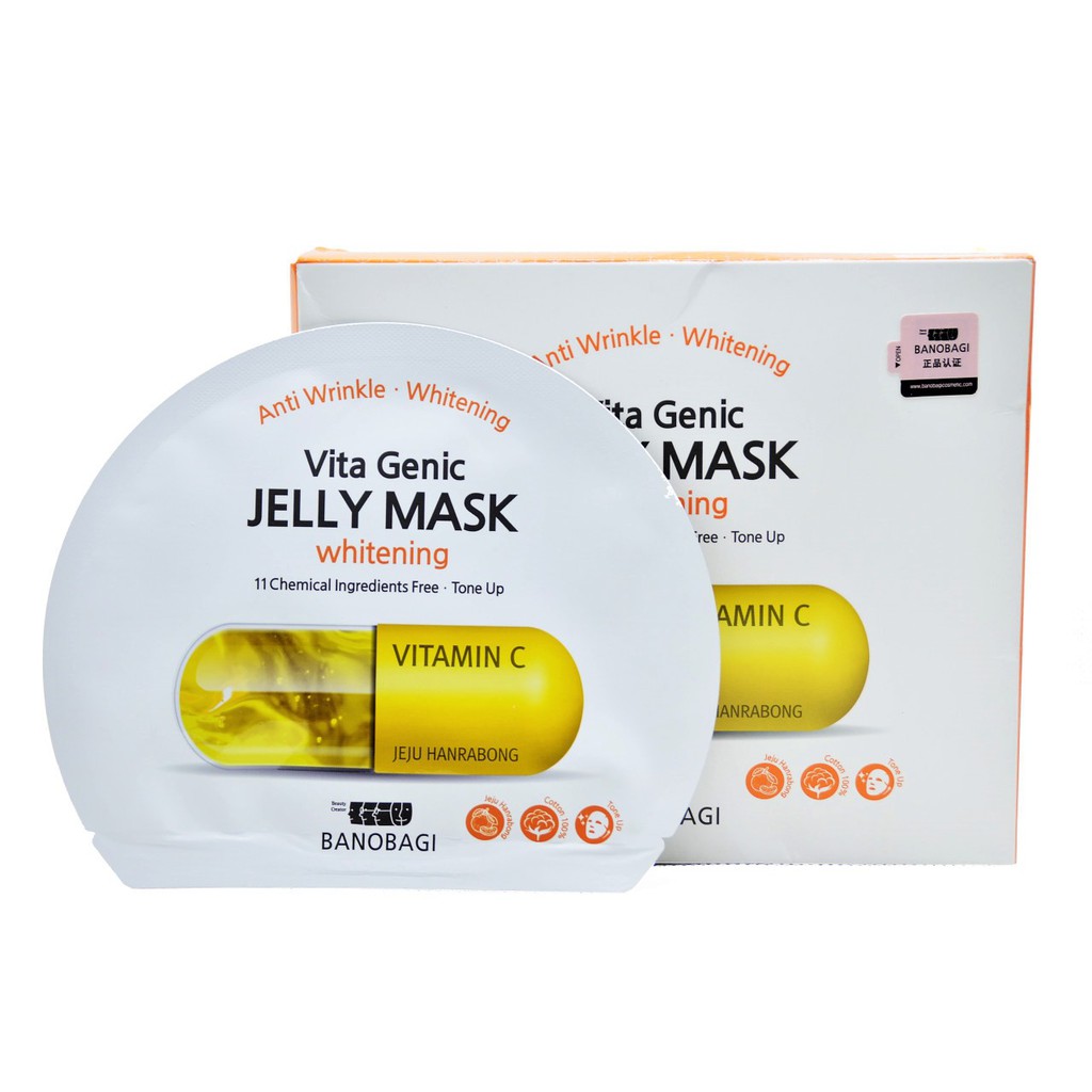 Hộp 10 Miếng Mặt Nạ Dưỡng Da Vita Genic Banobagi Jelly Mask Hàn Quốc - Vàng Dưỡng Trắng Mờ Nám