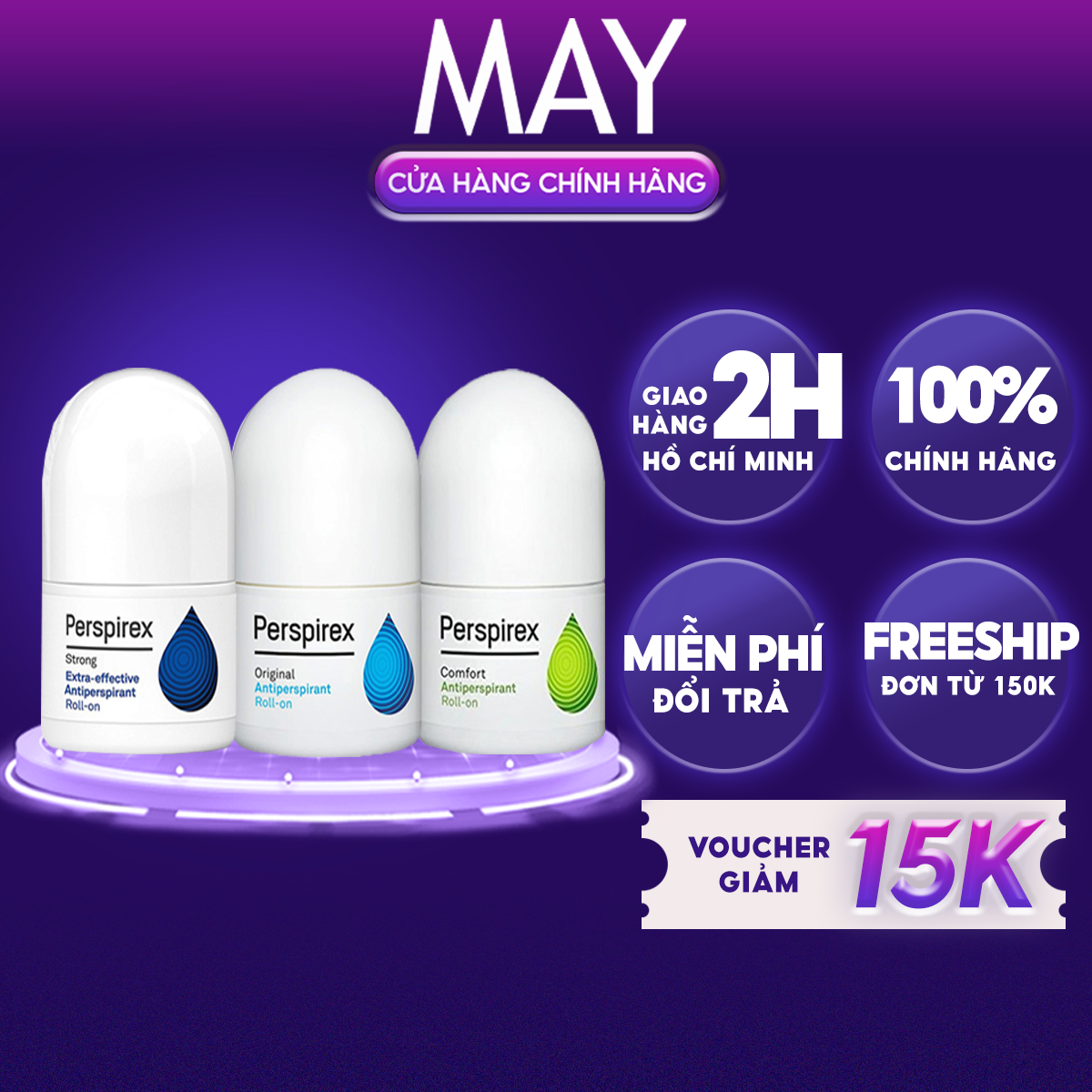 [Hcm][Có Che Tên] Lăn Khử Mùi Hôi Nách Perspirex Cao Cấp Cho Mọi Loại Da Từ Nặng Tới Nhẹ 20Ml - May Cosmetics & Skincare