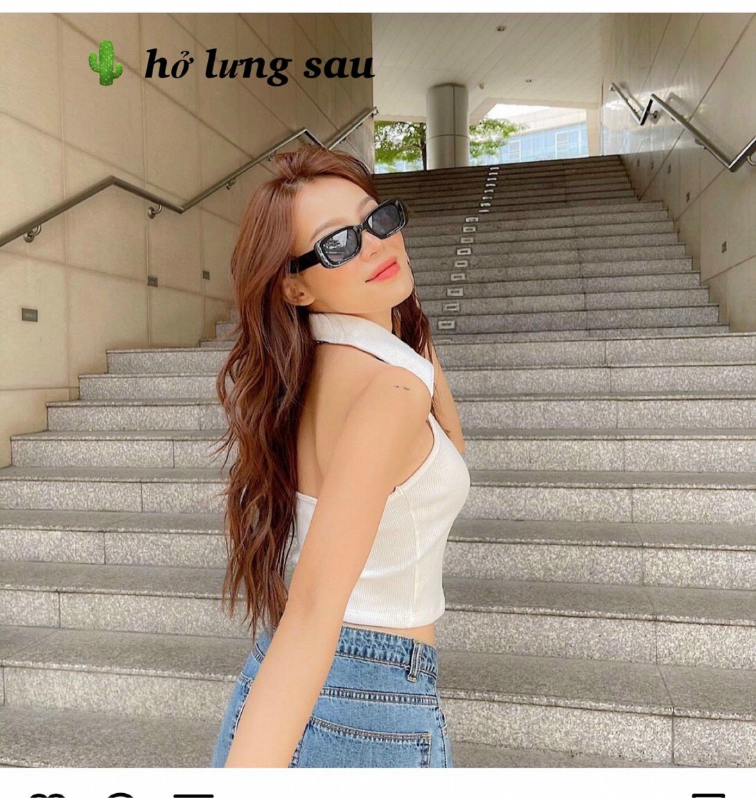 Áo croptop yếm cổ bẻ hở lưng sau siêu sang TTPK0039