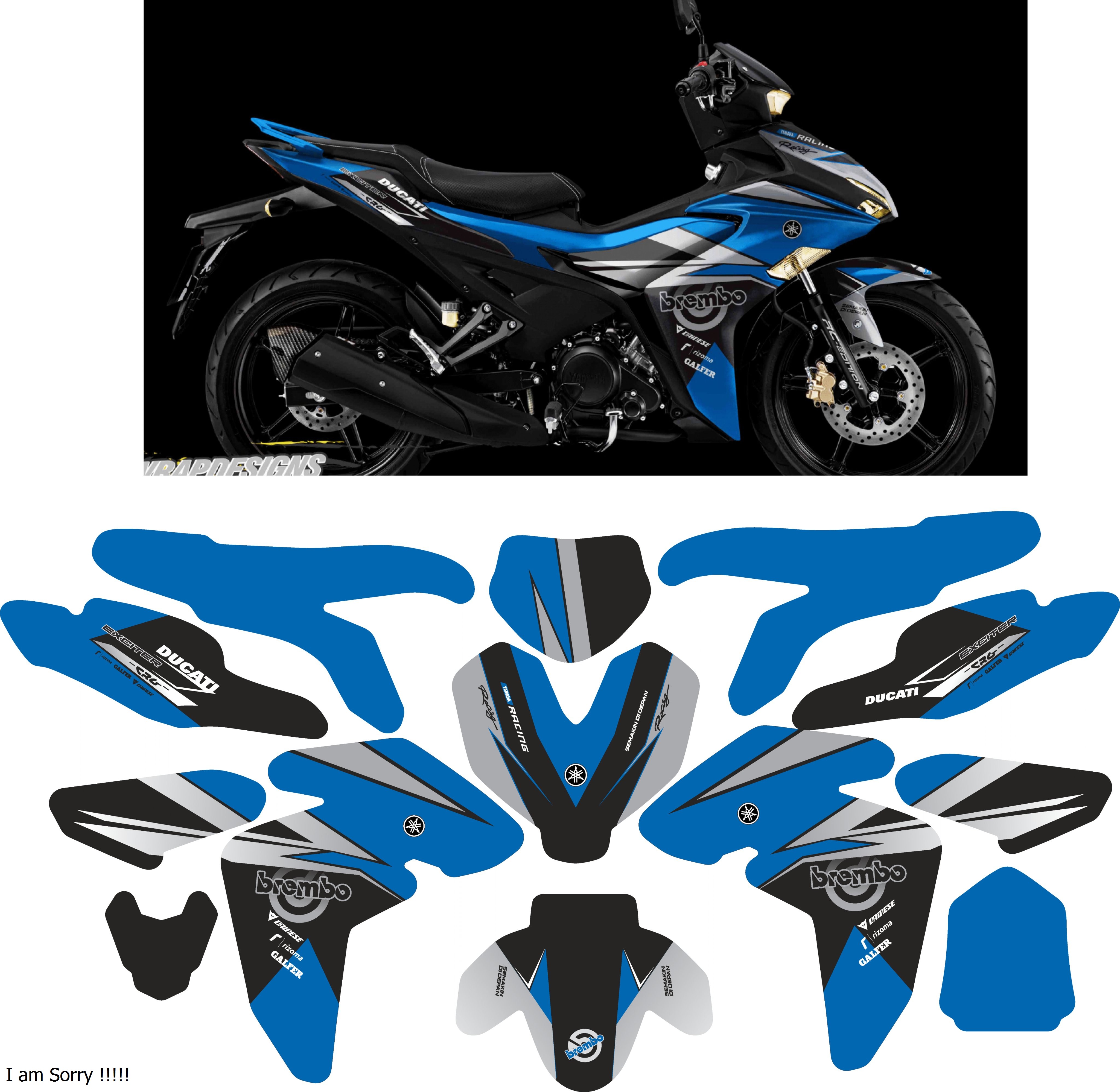 Tem TRÙM xe Exciter 155 thiết kế BREMBO xanh GP - Tem xe Exciter 155 BREMBO xanh GP  thiết kế theo y