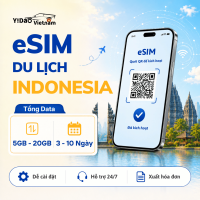 eSIM Du Lịch Indonesia eSIM Cài Đặt Bằng Mã QR Tốc Độ Cao 4G/5G Ổn Định Nhà Mạng Telkomsel/XL