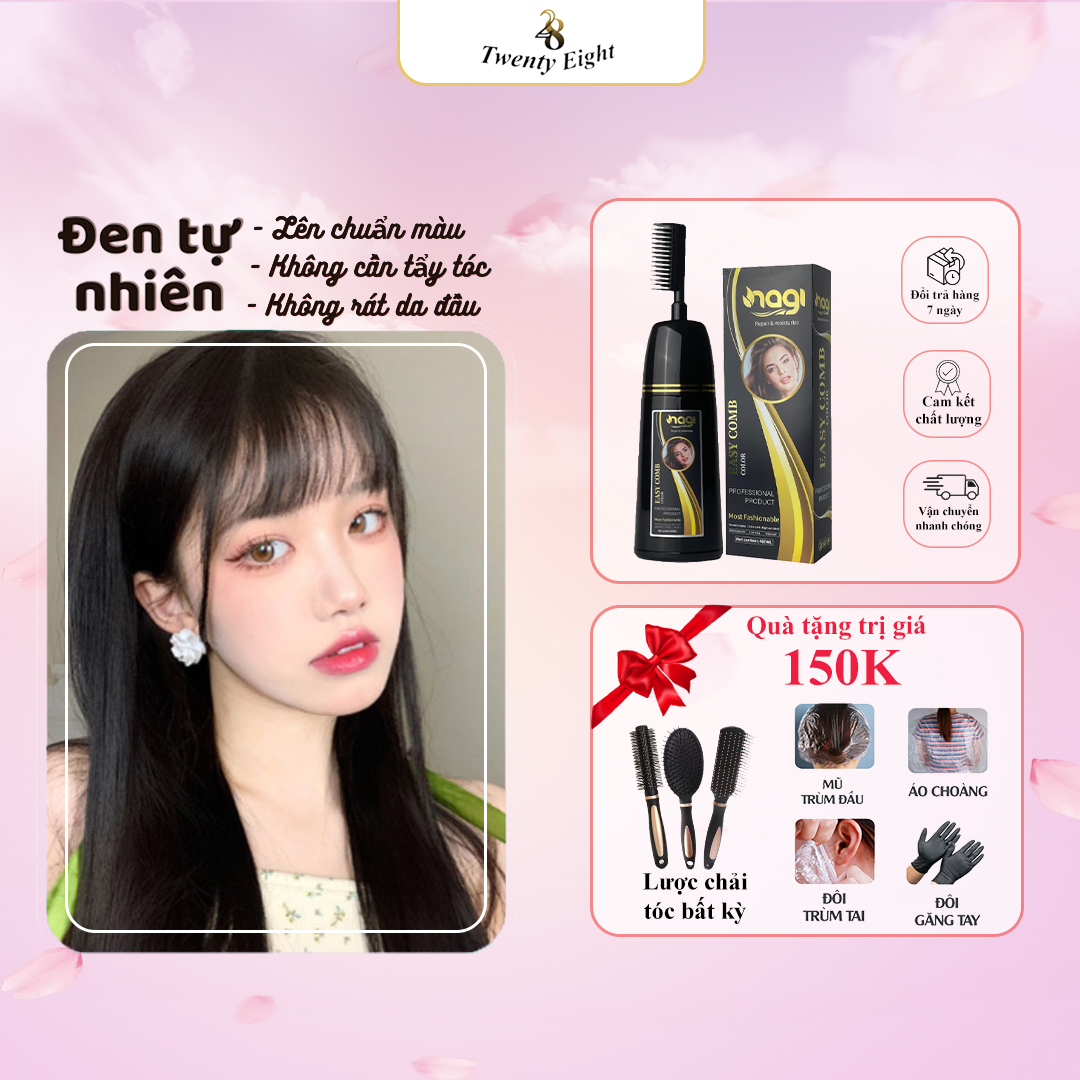 Dầu gội nhuộm tóc Nagi dầu gội thảo dược chiết xuất từ thiên nhiên không gây khô xơ tóc chai 400ml