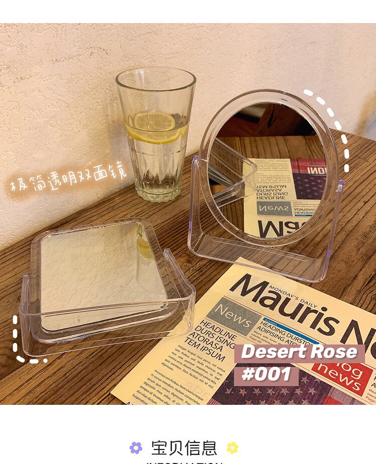 Gương trang điểm để bàn trong suốt hình vuông hình thoi đẹp có thể dùng để trang trí decor trưng bày Cuahangso24