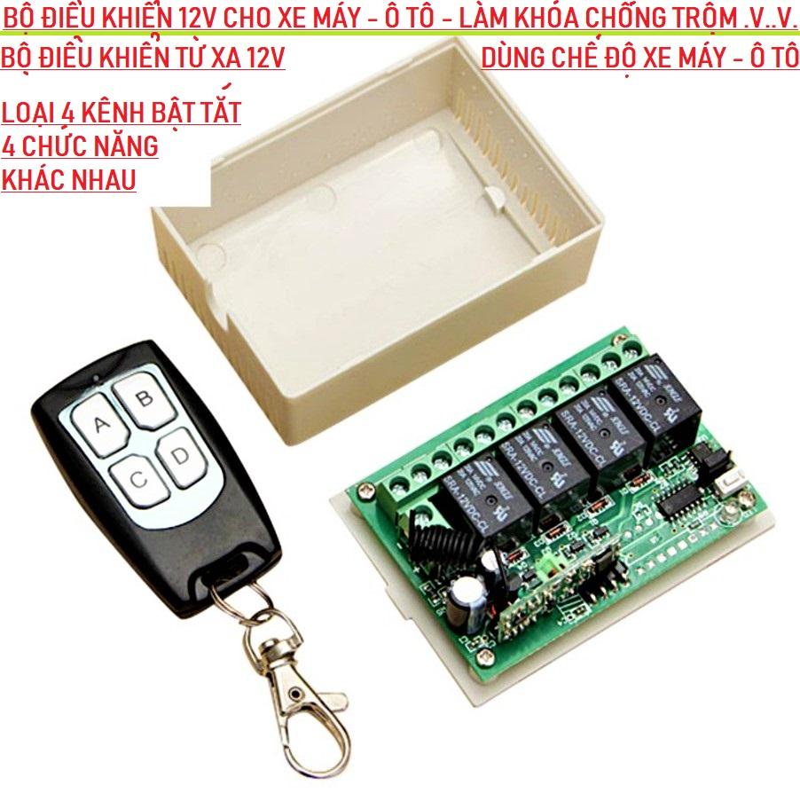 MẠCH ĐIỀU KHIỂN TỪ XA 12V 4 KÊNH CHO CÁC LOẠI XE MÁY  CÔNG TẮC ĐIỀU KHIỂN TỪ XA 12V ĐỘ XE MÁY Ô TÔ  
