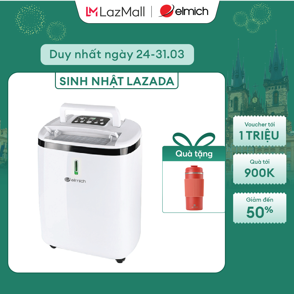 Máy hút ẩm và lọc không khí Elmich DE-3923, dung tích 20L, bảo vệ chống tràn nước