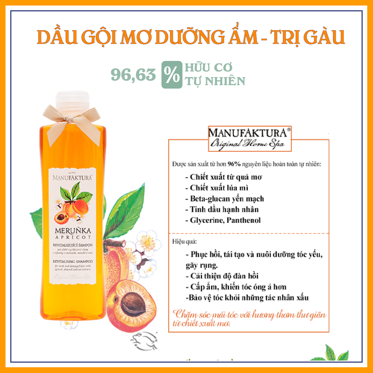 Dầu Gội Mơ Dưỡng Ẩm Trị Gàu Manufaktura 200Ml