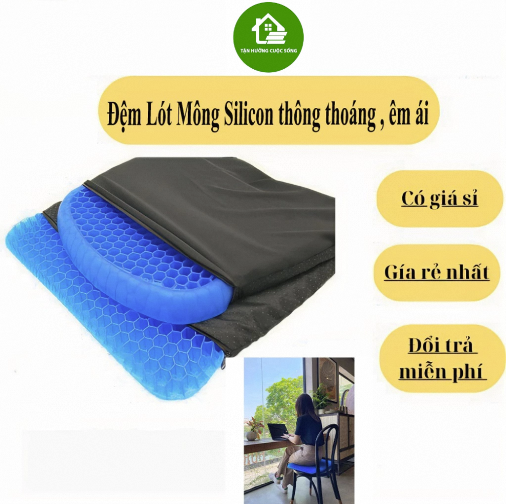 Đệm Ngồi Gel Silicon Tổ Ong Cao Cấp Nệm Lót Ghế 3D Thoáng Khí Chống Mỏi Lưng Ê Mông Nhiều Kích Cỡ