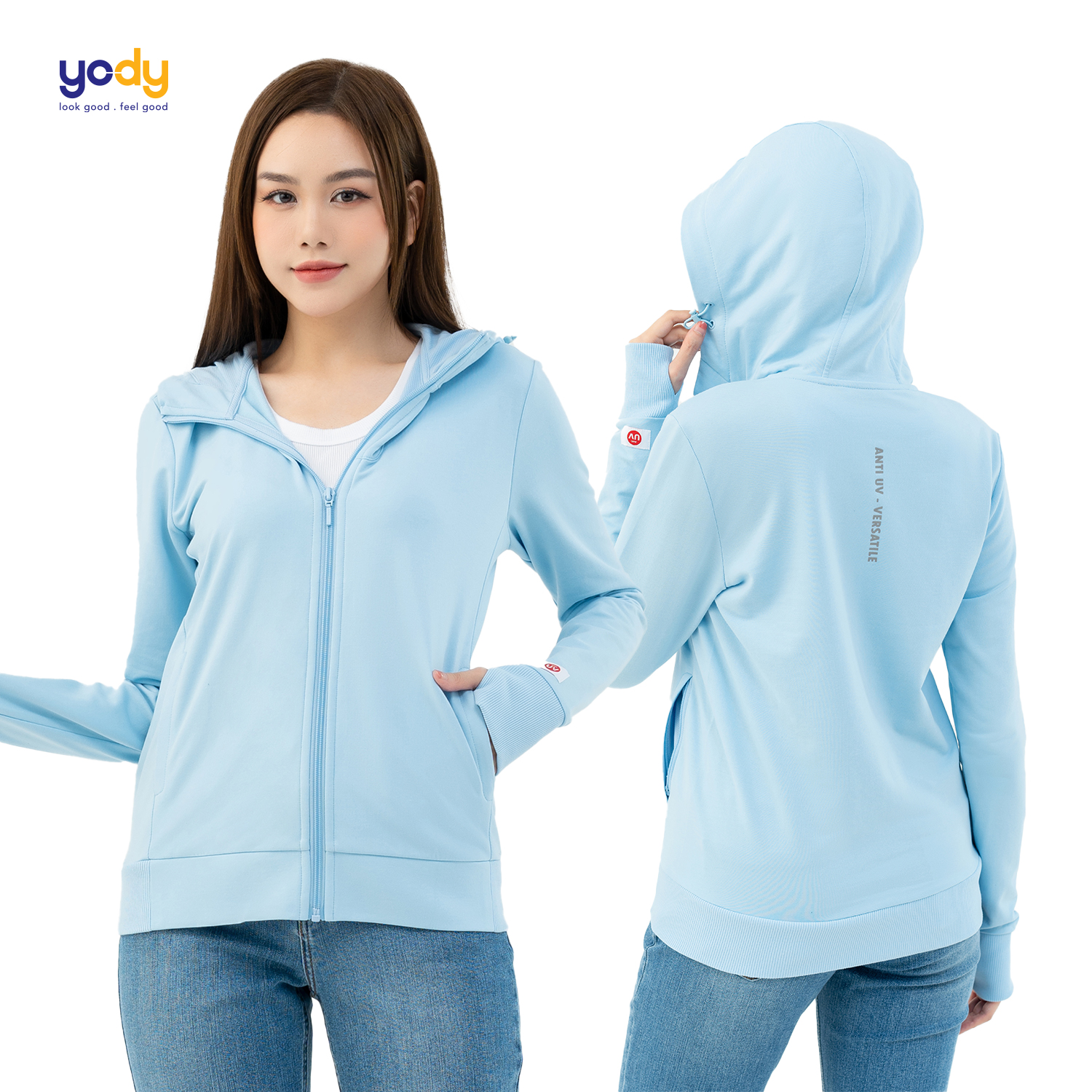 Áo chống nắng YODY áo khoác chống nắng nữ đa năng cản tia UV mềm mịn thoáng mát điều hòa nhiệt độ AC
