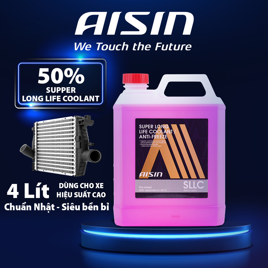 Nước Làm Mát Động Cơ Màu Hồng AISIN Super Long Life Coolant 50% 4 Lít SCPM50A4LPK - Nhập Khẩu Chính