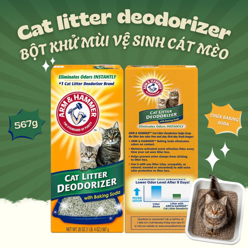 Bột Khử Mùi Vệ Sinh Cát Mèo Baking Soda Arm & Hammer cat litter deodorizer Hộp 567g