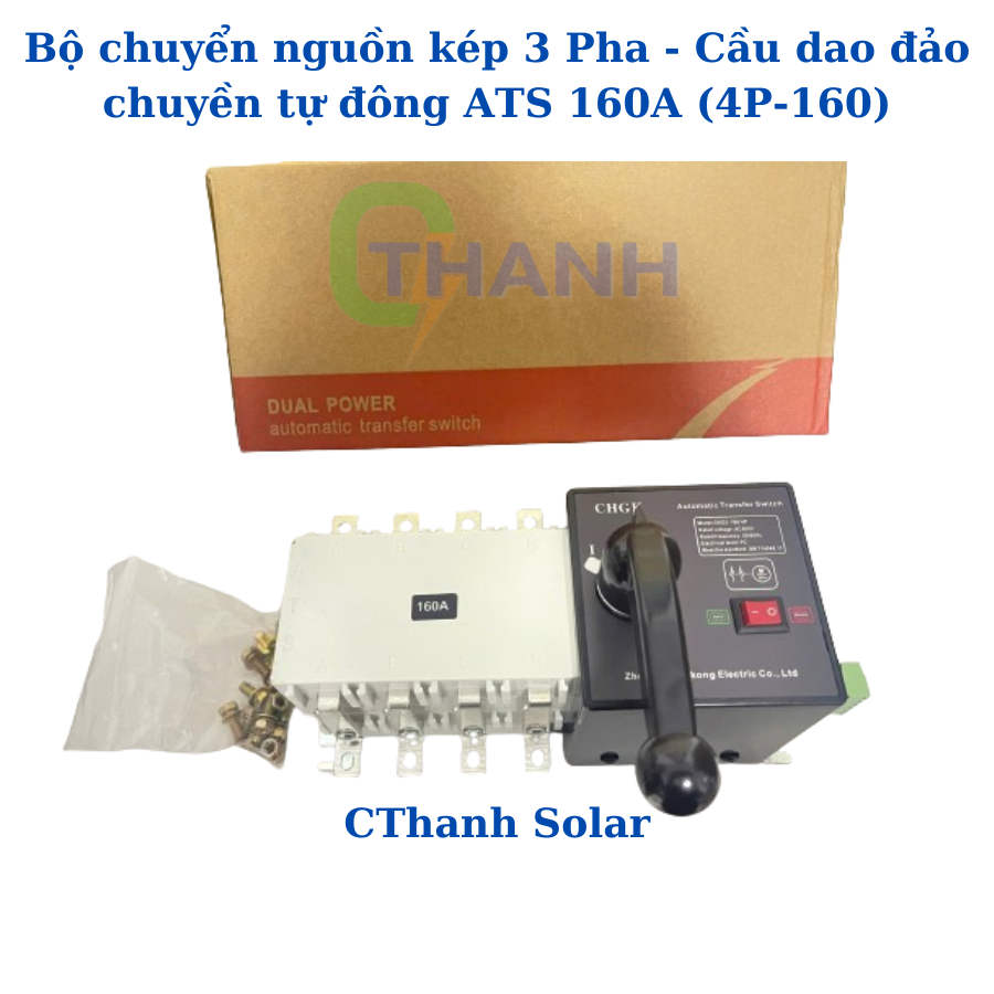 Bộ Chuyển Nguồn Kép 3 Pha Cầu Dao Đảo Chuyền Tự Động ATS 3 Pha 160A 4P 160