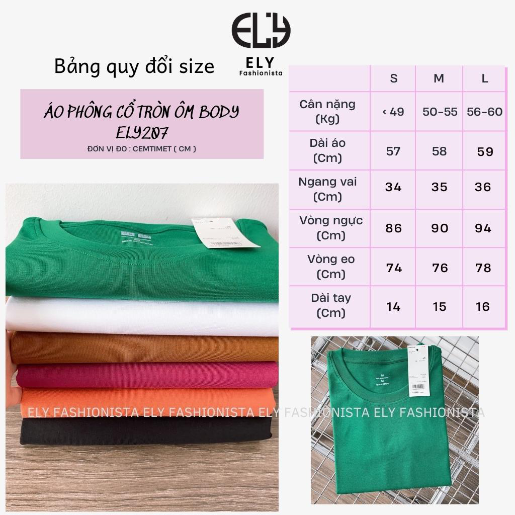 Áo thun nữ cổ tròn form vừa dáng ôm kiểu ngắn tay màu trắng đen vải Cotton Borib co giãn 4 chiều cao