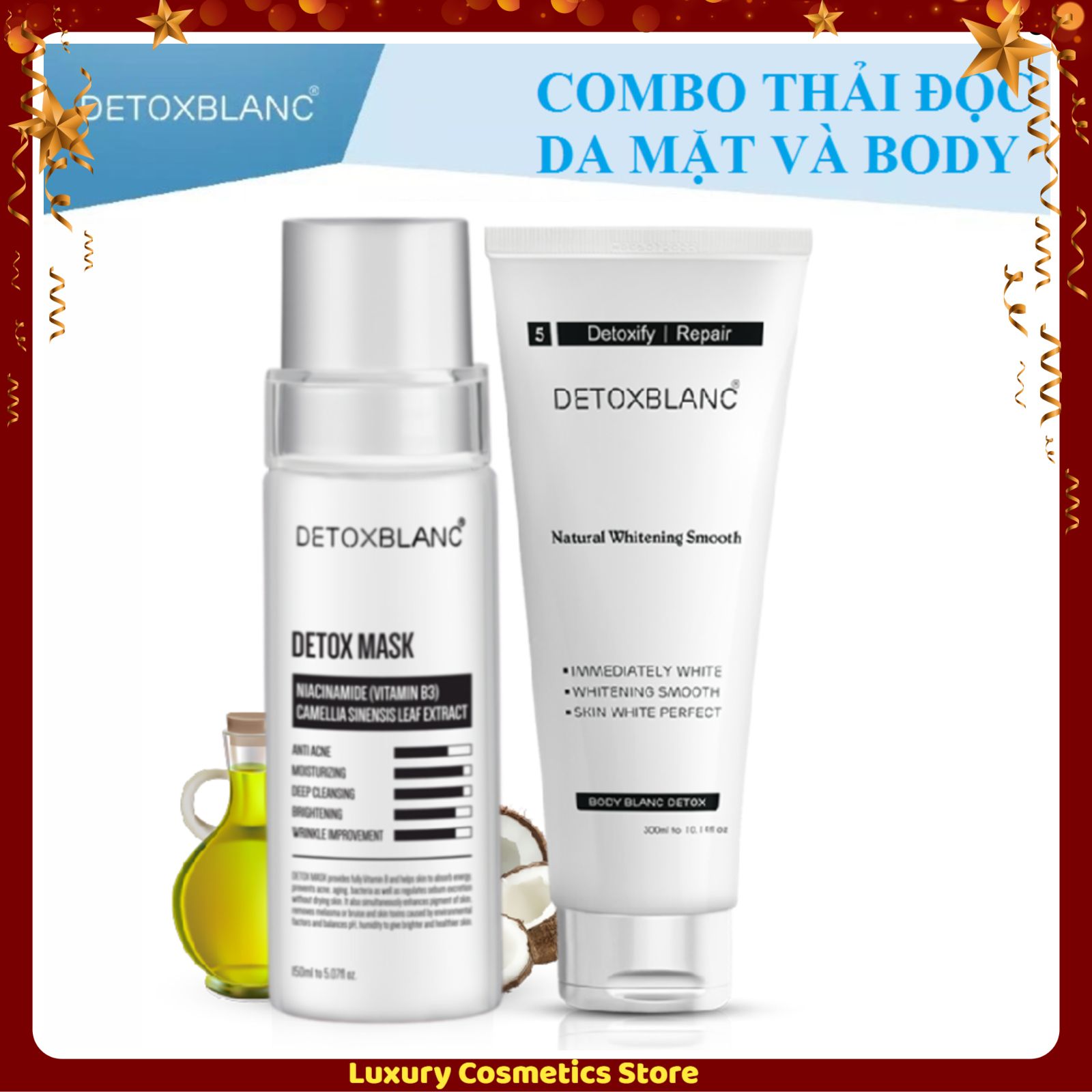 Combo Thải Độc Trắng Da Mặt Và Body Detox Blanc