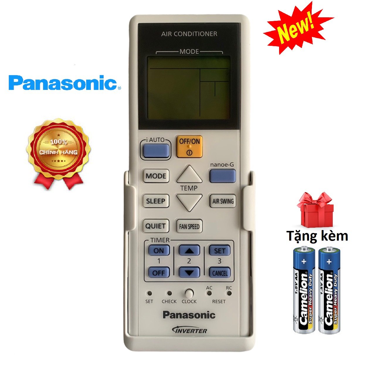 Điều khiển điều hòa Panasonic inverter CHÍNH HÃNG - Full box [ tặng kèm pin ] remote máy lạnh panasonic 1 chiều rimot điều hoà pana mót máy lạnh panasonic 2 chiều