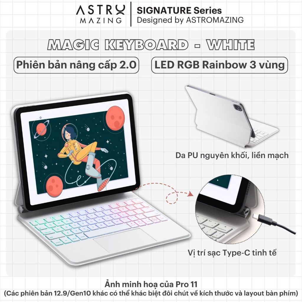 [Magic V2 Magnetic] Bao da bàn phím AstroMazing Pro Keyboard dành cho 11 12.9 Air 4 5 10