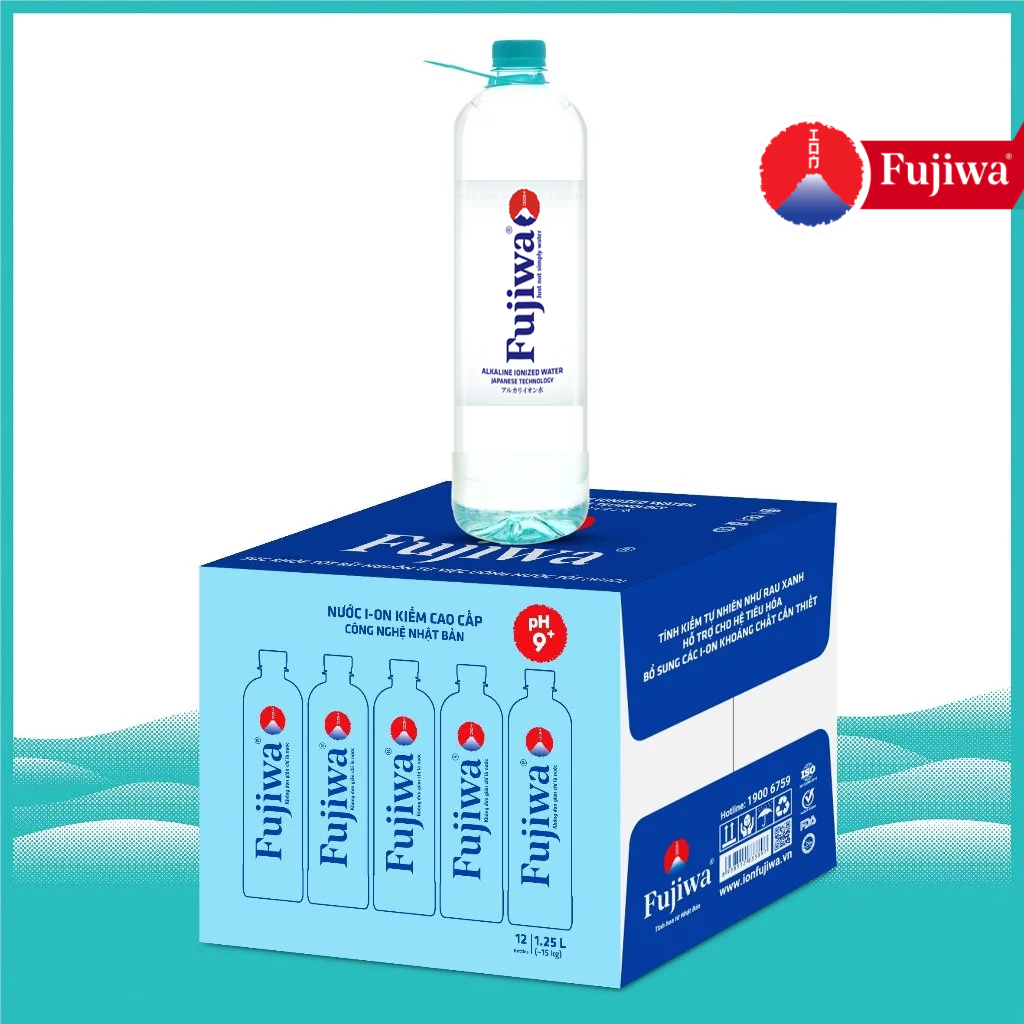 Thùng 20 Chai Nước Uống Ion Kiềm Cao Cấp Đóng Chai Fujiwa 680ml - Nước uống Detox với Công Nghệ Điện