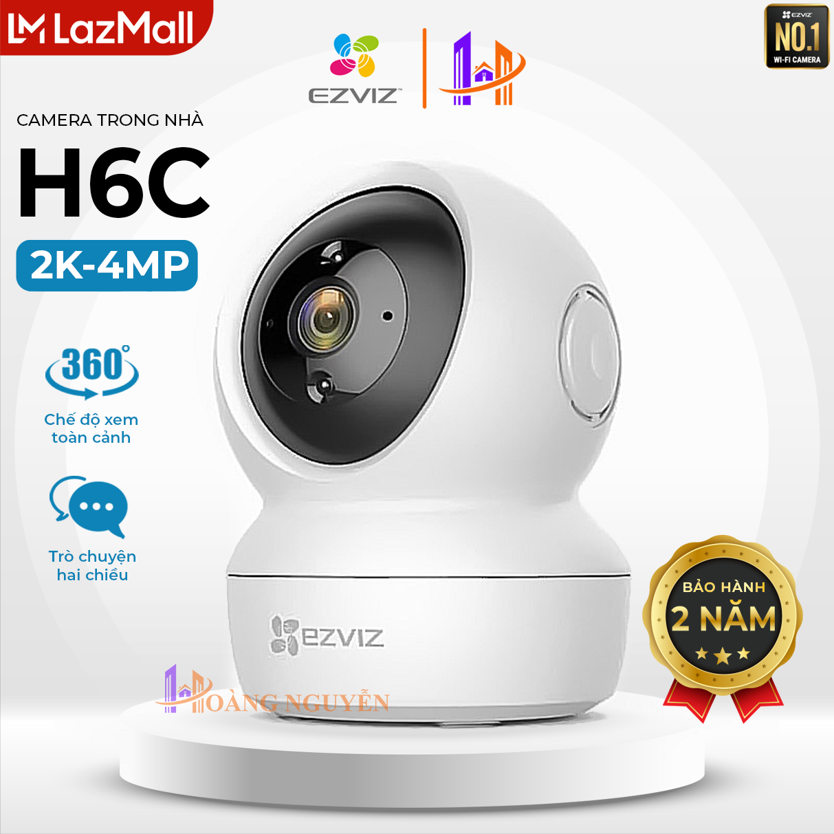 [LAZMALL] Camera IP WIFI EZVIZ H6C 2K  Độ Phân Giải  4MP  Xoay 360  Tầm Nhìn Ban Đêm  Trò Chuyện 2 C