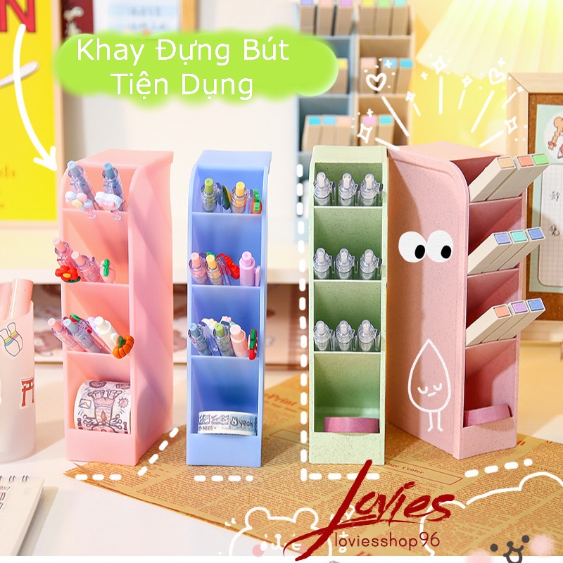 Kệ Nhựa 4 Ngăn Đựng Bút Mỹ Phẩm Đồ Dùng Đa Năng Nhỏ Gọn Tiết Kiêm Diện Tíc