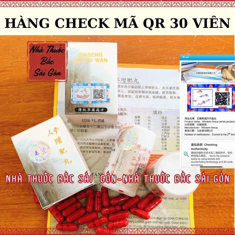 Nhân Sâm Tăng Phì Hoàn CHECK ĐƯỢC MÃ HÀNG CHÍNH HÃNG - Ginseng Jin Fui Wan Hỗ Trợ Tăng Cân