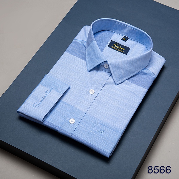 Áo Sơ Mi Nam Thương Hiệu Anton Dài Tay Công Sở Trung Niên Vải Cotton Họa Tiết Kẻ Caro Màu Xanh - Y85
