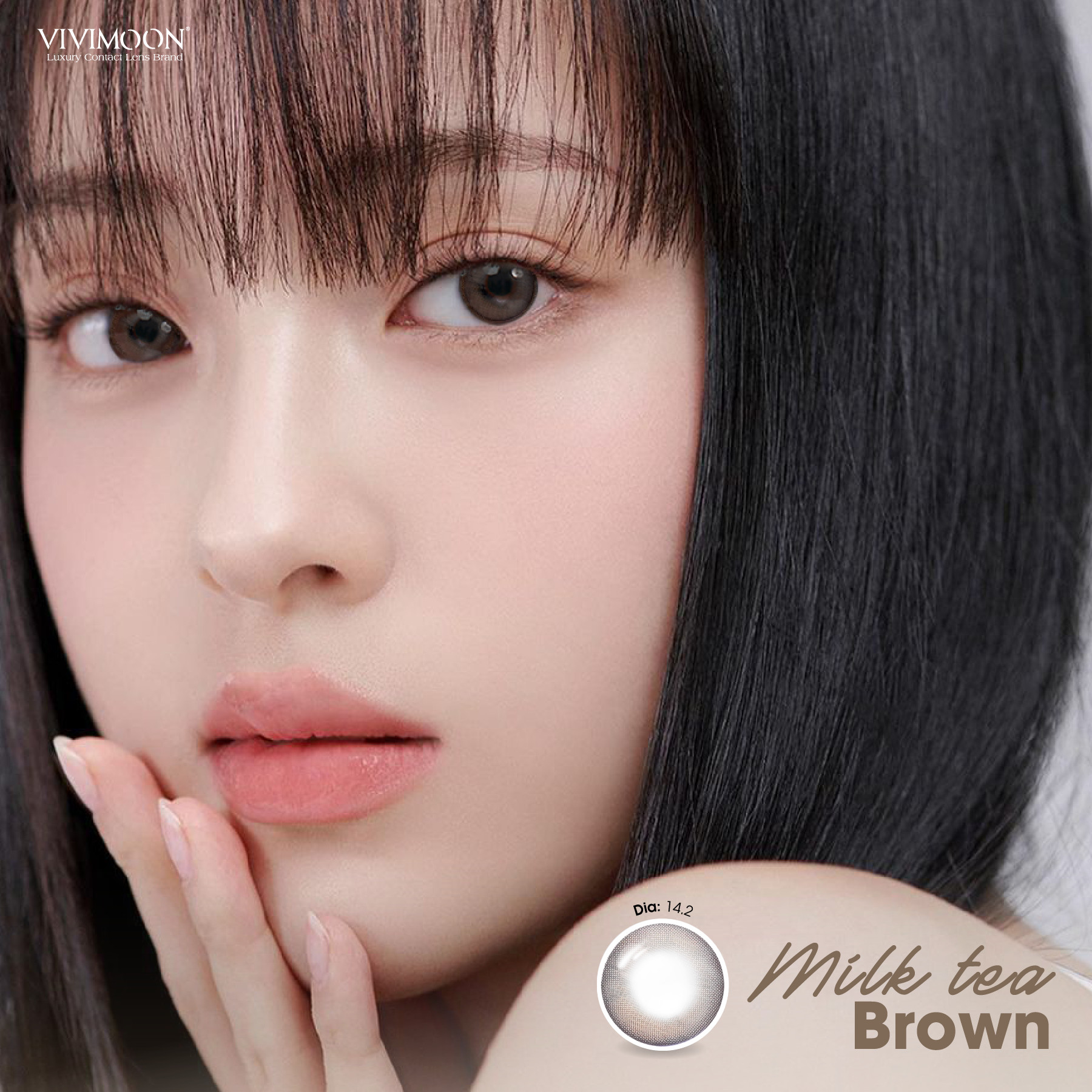 Kính áp tròng VIVIMOON LENS 1 ngày màu nâu trà sữa tự nhiên Milk Tea Brown (Giá 01 chiếc)