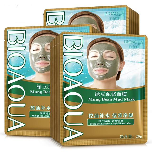 [Hcm]Lẻ 1 Miếng Mặt Nạ Bùn Đậu Xanh Bioaqua Mung Bean Mud Mask