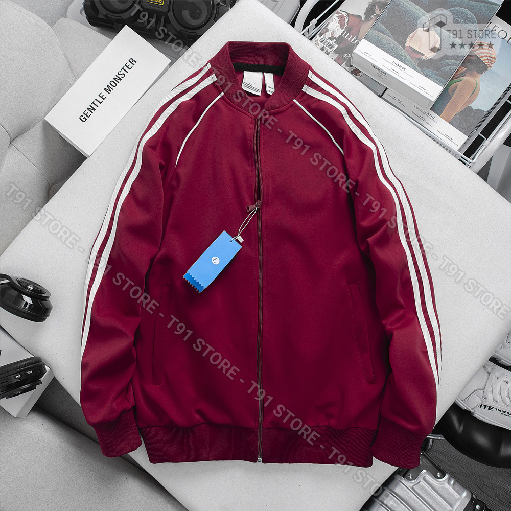 Áo Bomber SST Màu Đỏ Đô Chất Liệu Poly Co Giãn 4 Chiều Full Tem Tag Mác Đầy Đủ Form Dáng Chuẩn Phù H