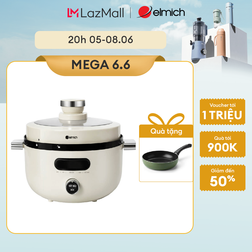Nồi áp suất điện đa năng Elmich PCE-8576 3.5L - Vỏ inox phủ sơn tĩnh điện, màn hình LCD