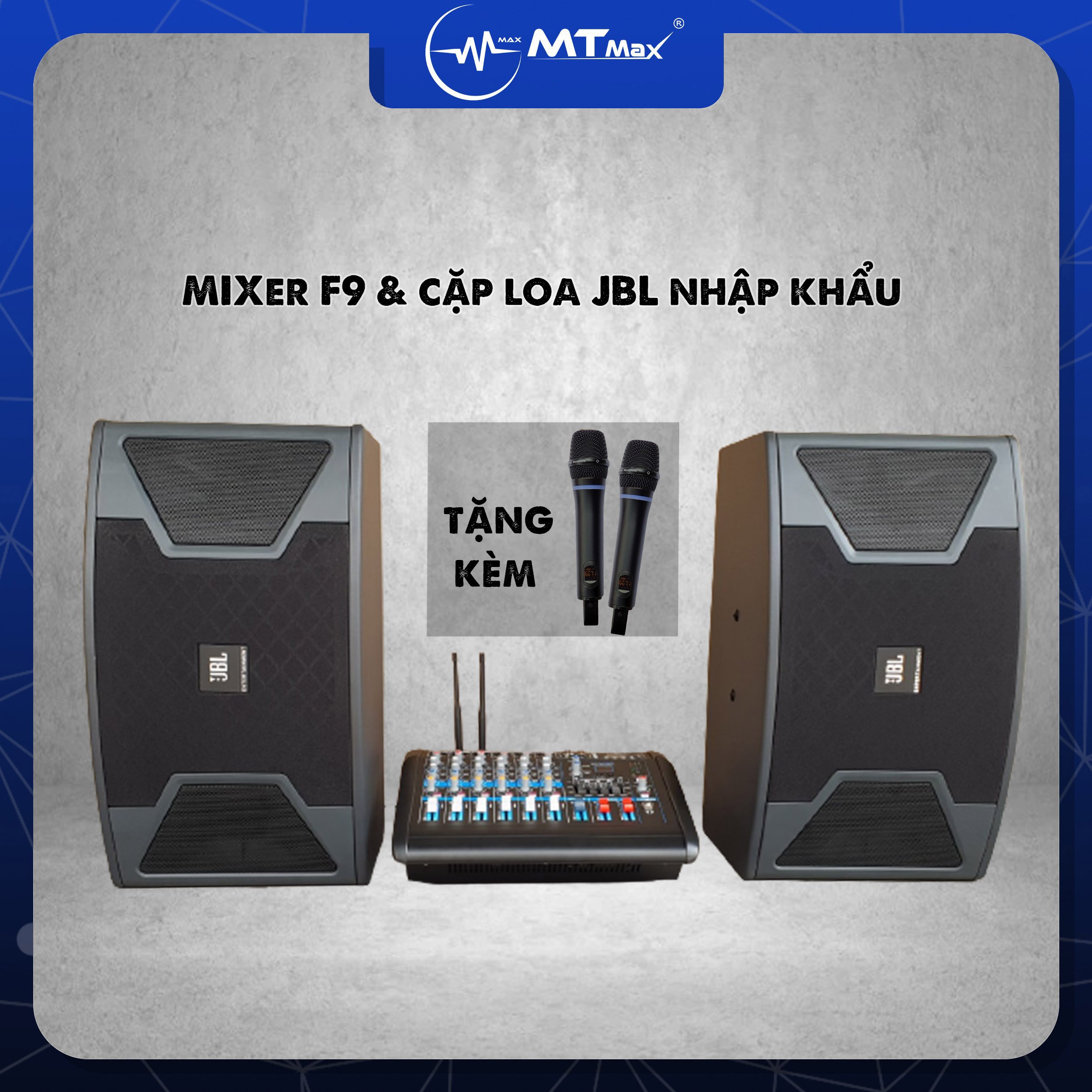 [tặng 10m dây] Dàn karaoke Mixer liền công suất MTMAX F10 pro & cặp loa JBl nhập khẩu công suất lớn 