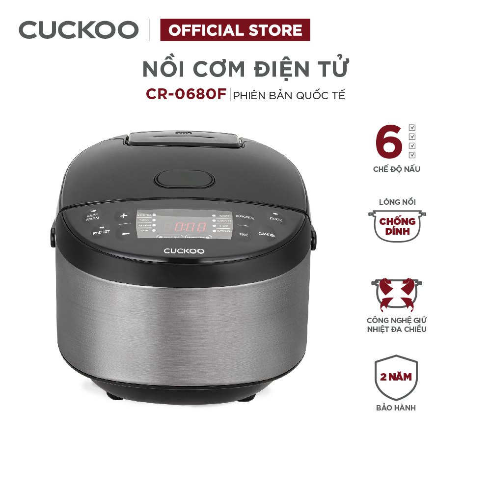 Nồi cơm điện tử Cuckoo 1.08L CR-0680F đa dạng chức năng nấu thiết kế sang trọng - Bảo hành 2 năm - Hàng chính hãng Cuckoo Vina