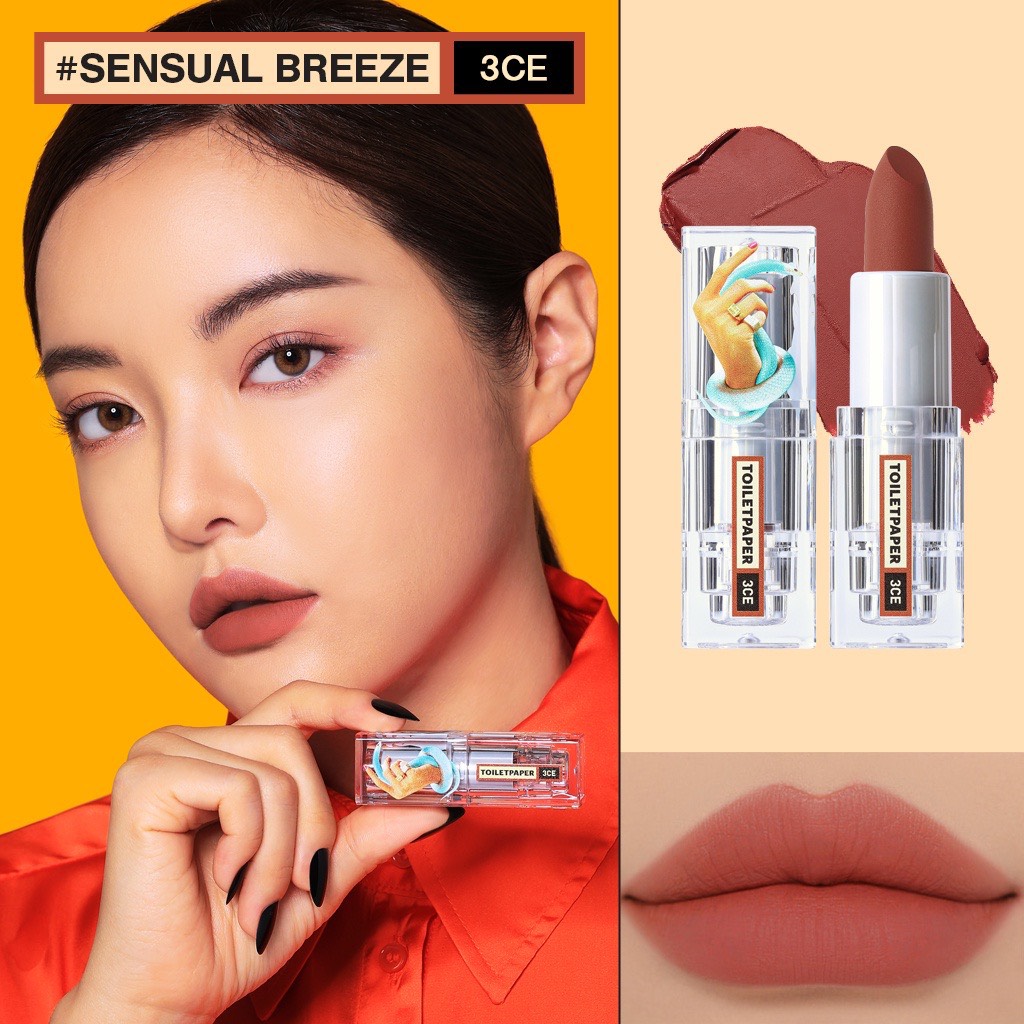 [3CE X Toiletpaper] Son Thỏi 3CE Soft Matte Lipstick (Sensual Breeze - Azure Pink - Cold Space)