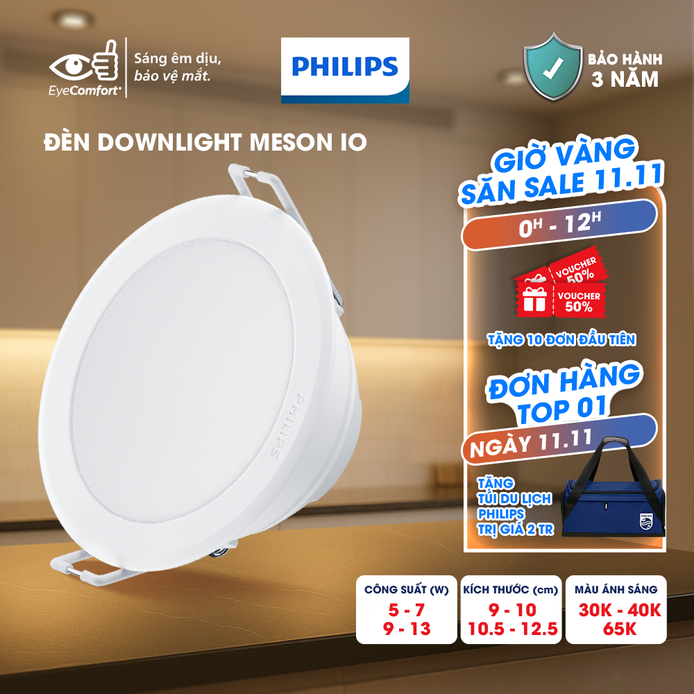 Đèn LED âm trần PHILIPS Meson IO tốt cho mắt (New Gen) 5W 7W 9W 13W