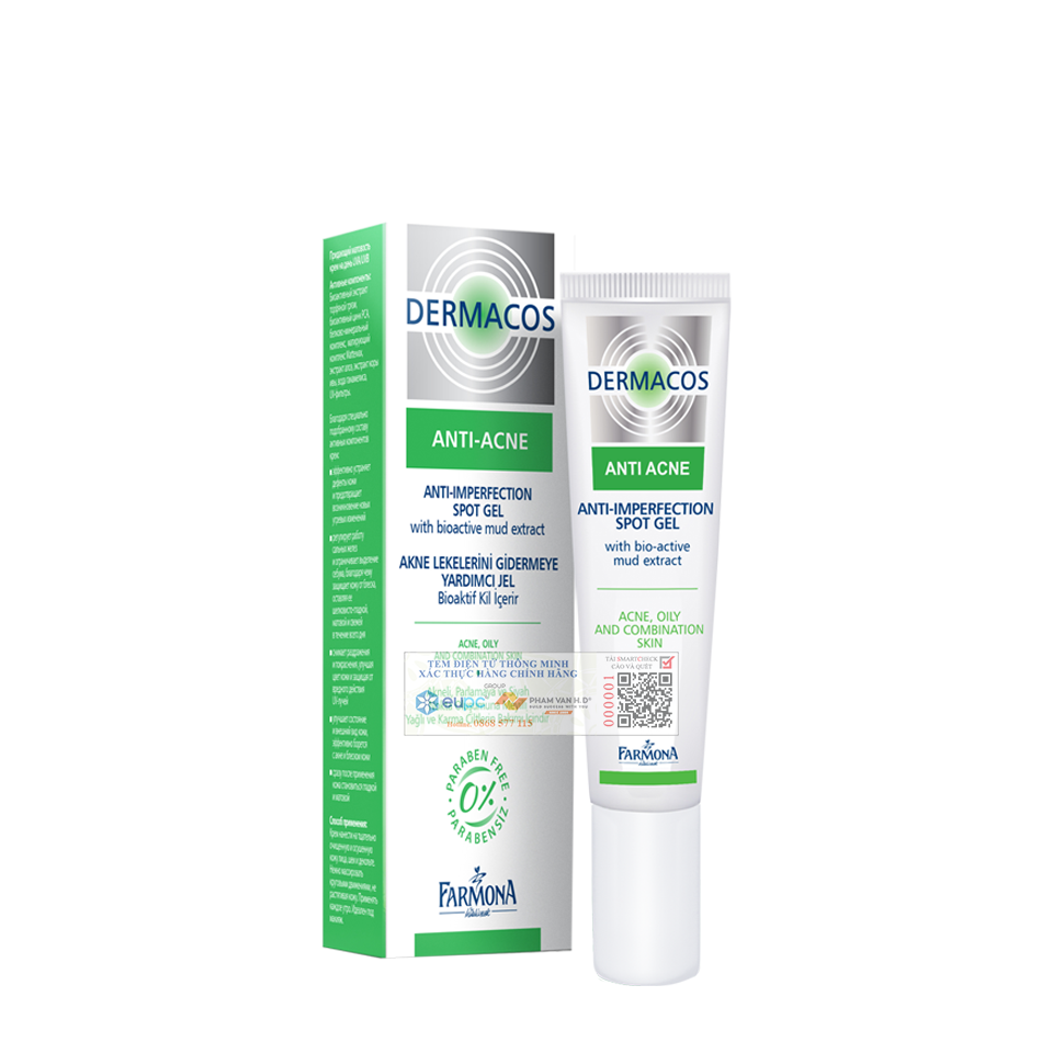 Dermacos Anti - Acne Anti - Imperfection Spot Gel With Bioactive Mud Extract (Gel Chấm Tác Dụng Nhanh Trên Mụn)