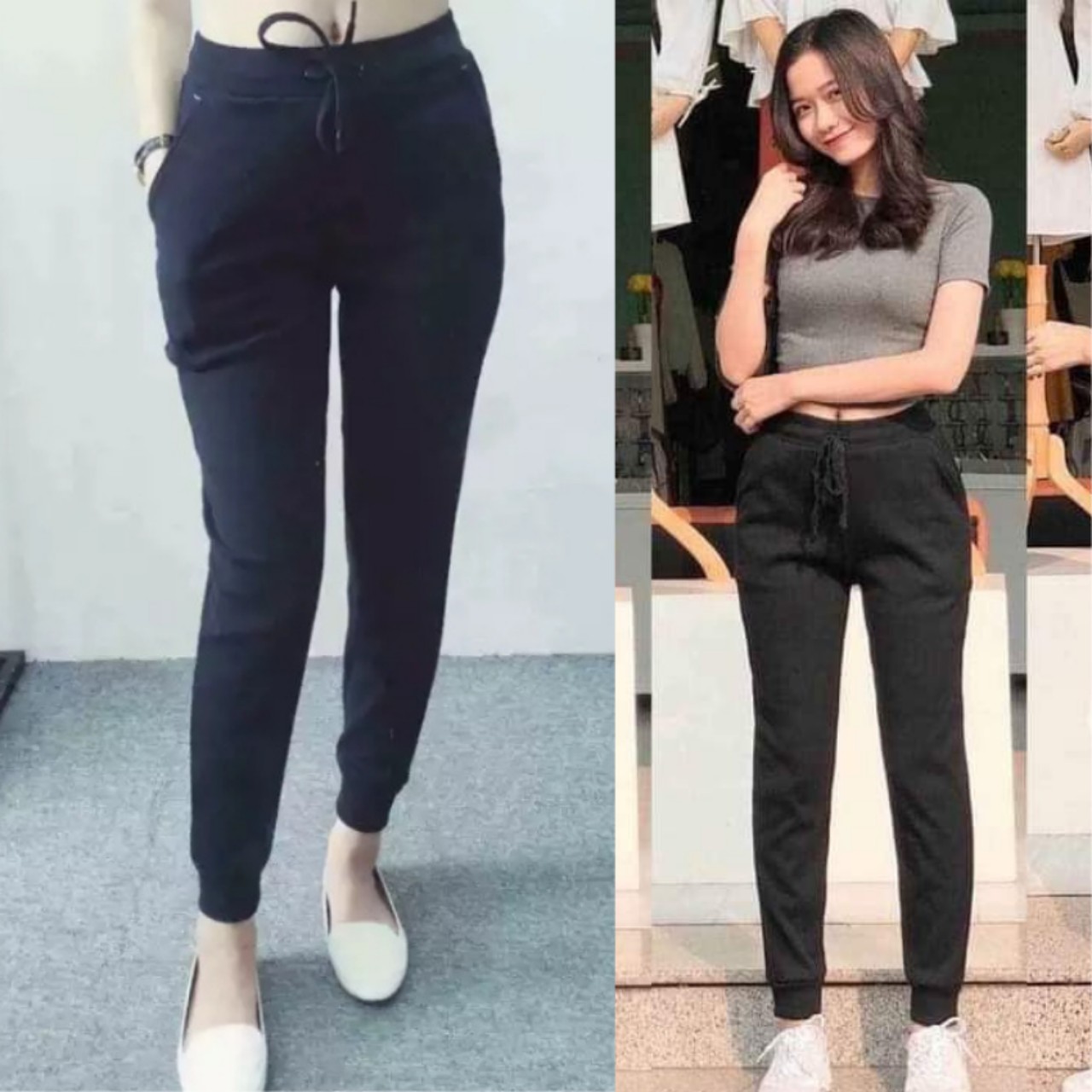 Quần Nỉ Nữ MặcThu Đông Quần Jogger Chất Len Tăm Bo Gấu Chất Vải Co Giãn Dày Dặn Kiểu Dáng Thể Thao F