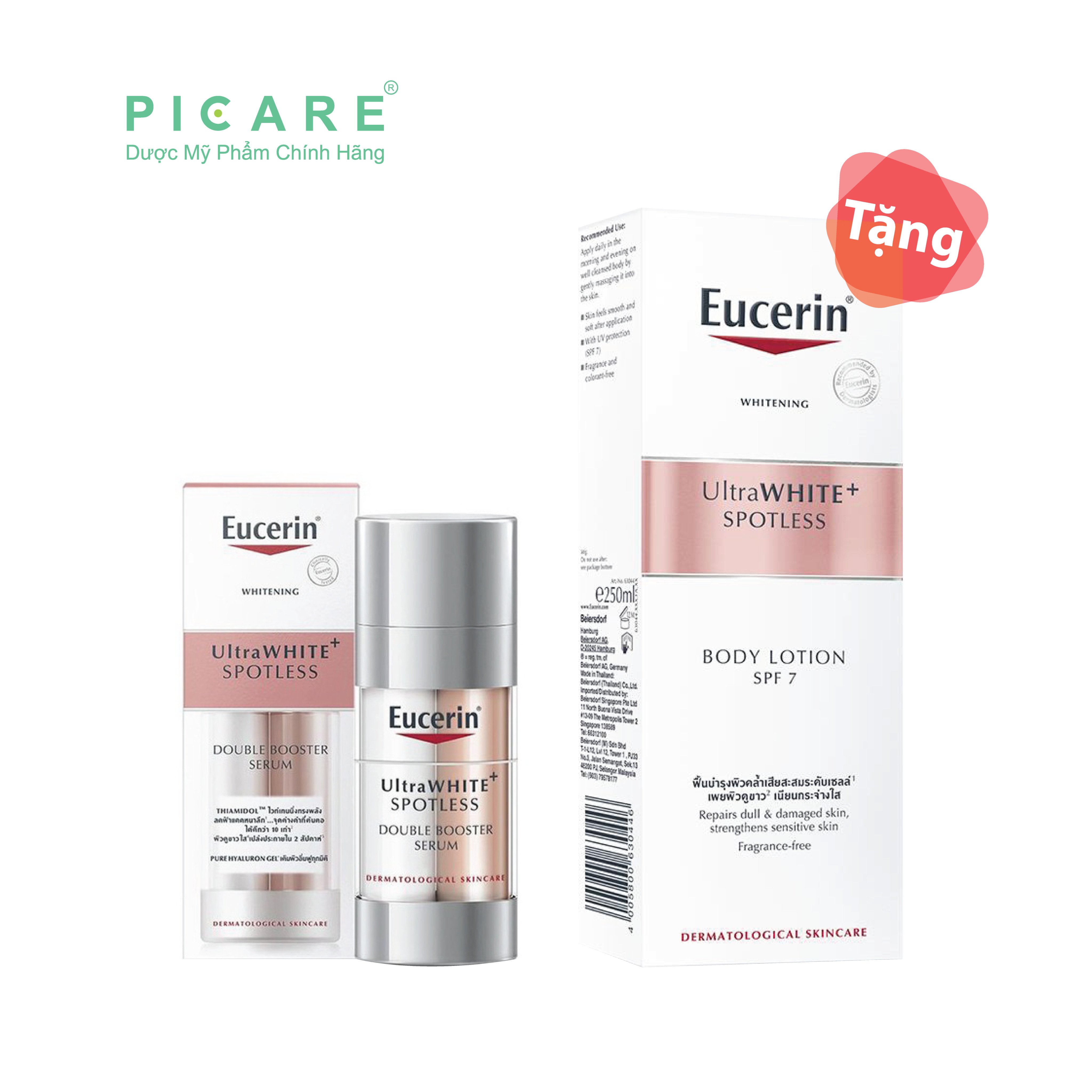 [Mua 1 Tặng 1]Eucerin Tinh Chất Dưỡng Trắng Double Booster Serum 30ml TẶNG Sữa Dưỡng Thể Trắng Da Body Lotion SPF7 250ml