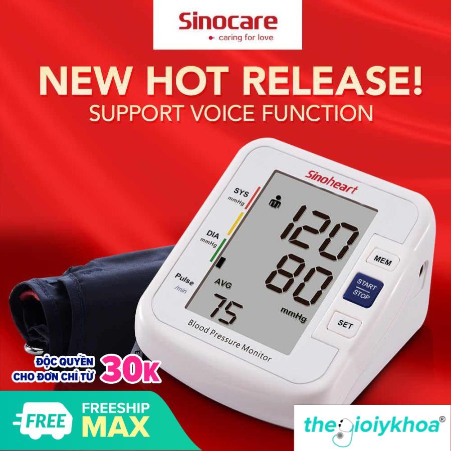 [HCM]Máy đo huyết áp bắp tay Sinoheart BA-801 - Sinocare Công nghệ Đức Thegioiykhoa