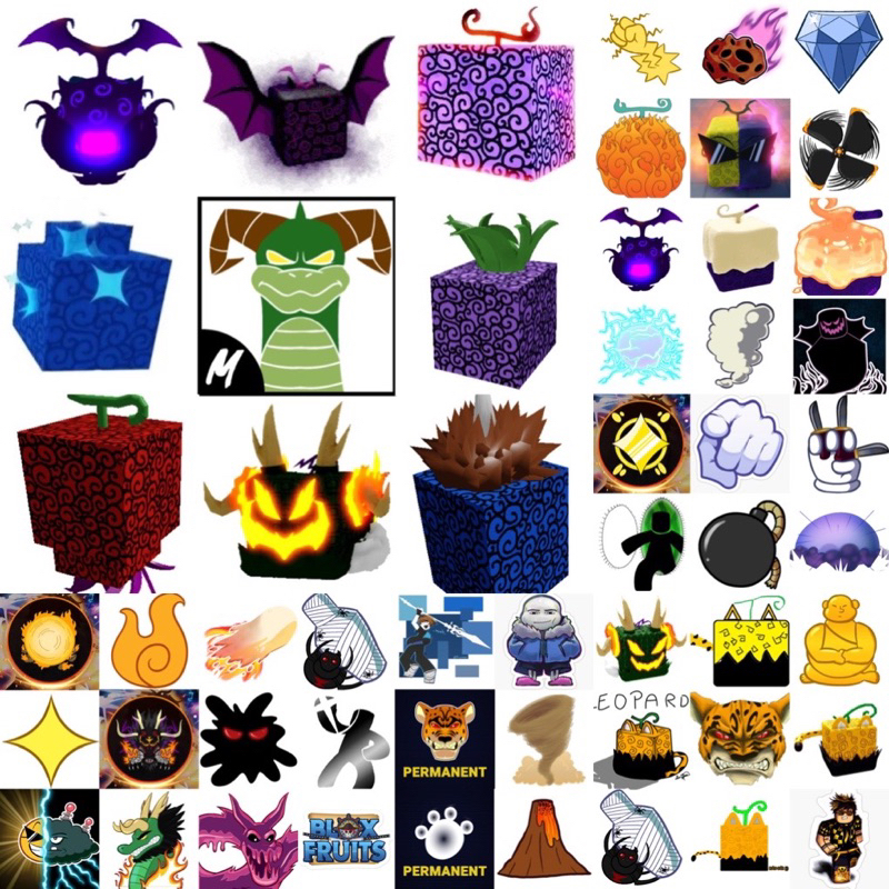 Hình dán Blox fruit 30-60 hình khác nhau/ Sticker Game Blox fruit bánh trái cây