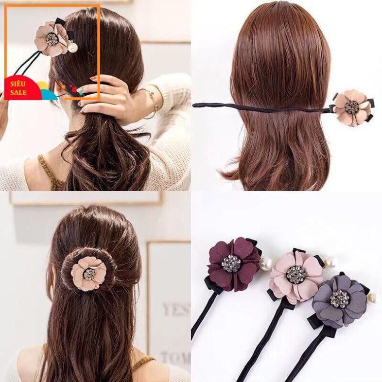 Búi Tóc Số 8 Có Hoa Như Hình KIỂU MỚI 1 BÔNG HOA